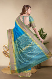 Rich Electric Blue Kanjivaram Silk Saree 10075605