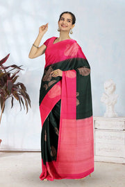 Dark Jungle Green Handloom Kanjivaram Soft Silk Saree 10063771