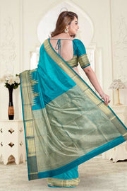 Homebox Blue Monotone Kanjivaram Silk Saree 10075648