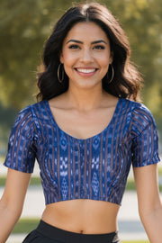 Blue Odisha Ikat Cotton Blouse 10075034