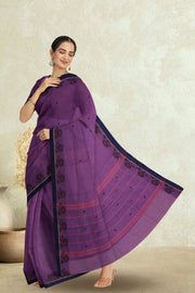 Violet Handloom Chettinad Cotton Saree Without Blouse 10075162