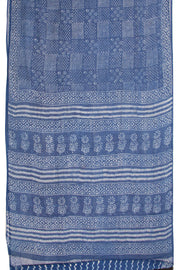 Blue Indigo Tribal Design Dabu Print Kota Cotton Saree 10074180