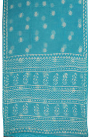 Vivid Sky-Blue Dabu Print Kota Cotton Saree 10074183
