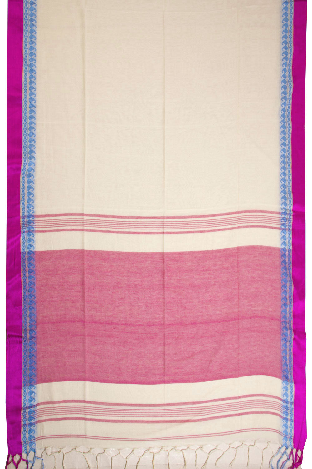 Off White Shantipur Tant Bengal Cotton Saree 10069062 - Avishya