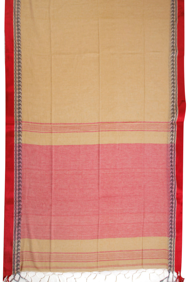Beige Santipuri Tant Bengal Cotton Saree 10069065 - Avishya