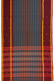 Multi Color Handloom Dhaniakhali Cotton Saree Without Blouse 10073010