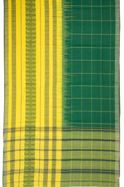 Dark Spring Green Handloom Dhaniakhali Cotton Saree Without Blouse 10073019