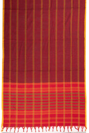 Maroon Handloom Dhaniakhali Cotton Saree Without Blouse 10073024