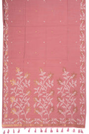 Pink Handloom Jamdani Linen Saree 10074654