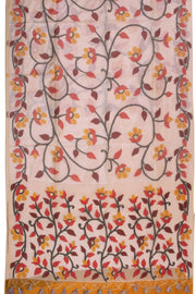 Beige Handloom Jamdani Linen Saree 10074662