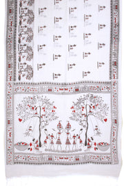 White Warli Print Bengal Cotton Saree 10075303