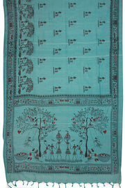 Green Warli Print Bengal Cotton Saree 10075304