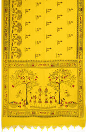 Yellow Warli Print Bengal Cotton Saree 10075306