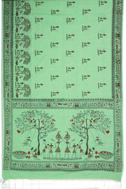 Green Warli Print Bengal Cotton Saree 10075307