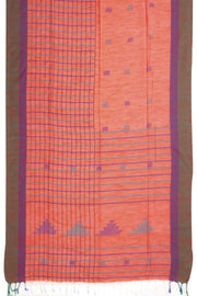Peach Bengal Handwoven Cotton Saree 10075339