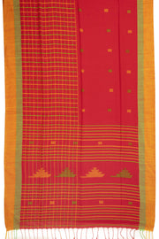 Red Bengal Handwoven Cotton Saree 10075341