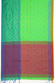 Green Bengal Handwoven Jamdani Style Cotton Saree 10075343