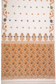 Cream Bengal Handwoven Cotton Saree 10075352