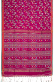 Magenta Bengal Handwoven Jamdani Style Cotton Saree 10075356