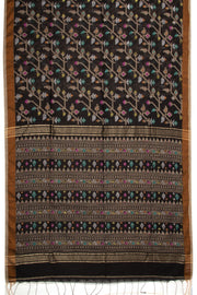 Black Bengal Handwoven Jamdani Style Cotton Saree 10075358