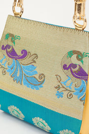 Blue Handcrafted Paithani Potli Bag - Avishya