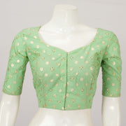Green Embroidered Banarasi Silk Cotton Blouse - Avishya