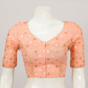 Peach Hand Embroidered Silk Cotton Blouse - Avishya