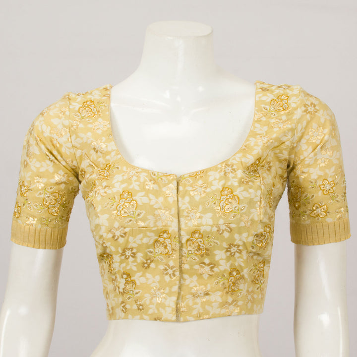 Yellow Embroidered Tussar Silk Blouse - Avishya