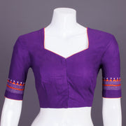 Purple Kantha Embroidered Cotton Blouse 10069551 - Avishya