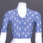 Blue Handcrafted Ikat Cotton Blouse 10069575 - Avishya