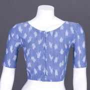 Blue Handcrafted Ikat Cotton Blouse 10069582 - Avishya