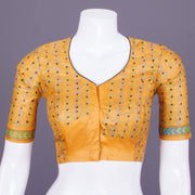 Yellow Kantha Embroidered Tussar Blouse 10069584 - Avishya