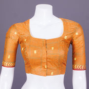 Brown Kantha Embroidered Tussar Blouse 10069585 - Avishya