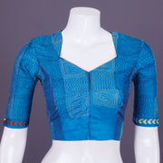 Blue Kantha Embroidered Tussar Blouse 10069586 - Avishya