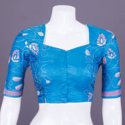 Blue Kantha Embroidered Tussar Blouse 10069587 - Avishya