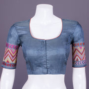 Grey Kantha Embroidered Tussar Blouse 10069588 - Avishya