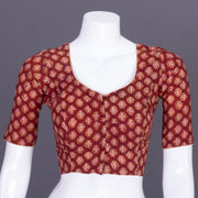 Maroon Handblock Printed Cotton Blouse 10069606 - Avishya