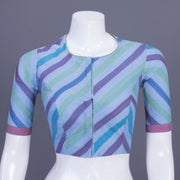 Steel Blue Striped Andhra Cotton Blouse 10070422