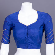 Bright Blue Aari Embroidered Tussar Silk Blouse 10077724
