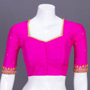 Pink Aari Embroidered Tussar Silk Blouse 10077738