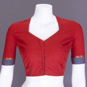 Maroon Aari Embroidered Mangalgiri Cotton Blouse 10077721