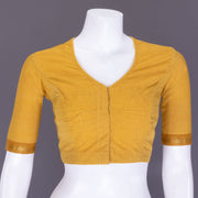 Mustard Yellow Aari Embroidered Mangalgiri Cotton Blouse 10077726