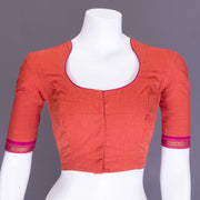 Brick Orange Embroidered Mangalgiri Cotton Blouse 10077751
