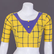 Yellow Checked Andhra Cotton Blouse 10070817