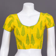 Yellow Kutchi Hand Block Printed Cotton Blouse 10072229