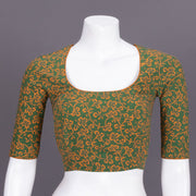 Green Kutchi Hand Block Printed Cotton Blouse 10072454