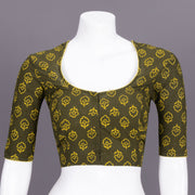 Green  Kutchi Hand Block Printed Cotton Blouse 10072457