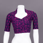 Purple Kutchi Hand Block Printed Cotton Blouse 10072459