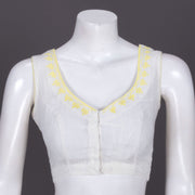 White Slub Cotton Embroidered Blouse 10072486