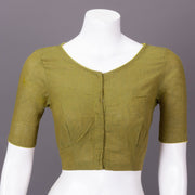 Green Handcrafted Slub Cotton Solid Style Blouse 10073194